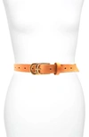 Ada Infinity Skinny Leather Belt In Cognac