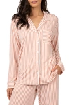 Lively The All Day Lounge Shirt In Mini Stripe Shell Pink