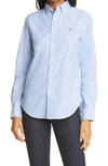 Polo Ralph Lauren Embroidered-logo Button-down Shirt In Light Blue