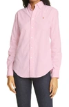Polo Ralph Lauren Embroidered-logo Button-down Shirt In Pink