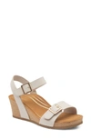 Aetrex Lexa Wedge Sandal In Ivory Nubuck Leather