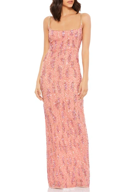 Mac Duggal Sequin Column Gown In Pink