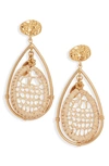 Gas Bijoux Raffia Cage Drop Earrings In Gold