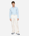 DOLCE & GABBANA LINEN MARTINI-FIT SHIRT WITH DG EMBROIDERY