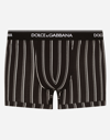 DOLCE & GABBANA TWO-WAY-STRETCH COTTON BOXERS WITH STRIPED PRINT