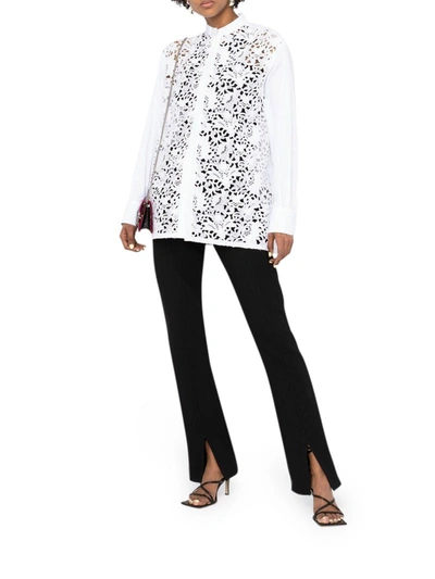 Valentino Poplin And Lace Oversize White Shirt