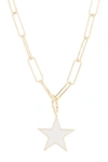 ADORNIA WATER RESISTANT ENAMEL STAR PENDANT & PAPERCLIP CHAIN NECKLACE,791109048658
