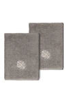Linum Home Vivian Embellished Washcloth In Dark Gray
