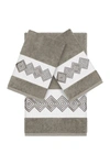 Linum Home Noah 3-piece Embellished Towel In Dark Grey