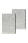 Linum Home 100% Turkish Cotton Alyssa 2-pc. Embellished Washcloth Set Bedding In Light Gray