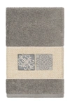 Linum Home 100% Turkish Cotton Vivian Embellished Hand Towel Bedding In Dark Gray