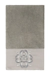 Linum Home 100% Turkish Cotton Alyssa Embellished Bath Towel Bedding In Dark Gray