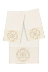 Linum Home 100% Turkish Cotton Alyssa 3-pc. Embellished Bath And Hand Towel Set Bedding In Cream