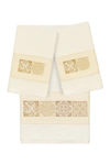Linum Home Vivian 3-piece Embellished Towel In Cream