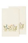 Linum Home Serenity 2-pc. Embellished Bath Towel Set Bedding In Cream