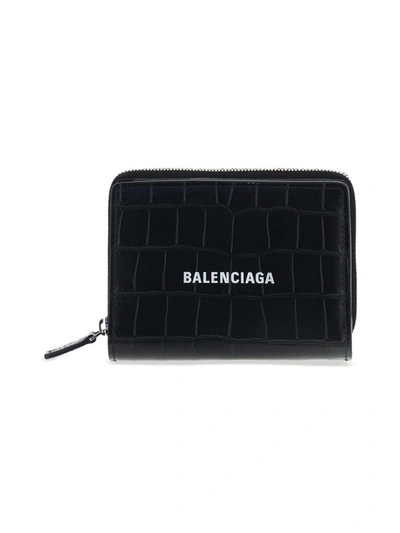 Balenciaga Cash Embossed Zip In Black