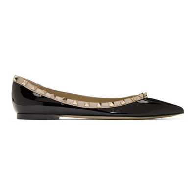 Valentino Garavani Rockstud Patent Leather Ballet Flats In Animal Print