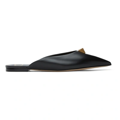 Valentino Garavani Roman Stud Leather Slippers In Black