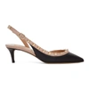 VALENTINO GARAVANI BLACK & PINK VALENTINO GARAVANI ROCKSTUD SLINGBACK PUMPS