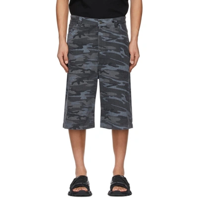 Balenciaga Black Camo Washed Skater Shorts