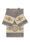 Linum Home Isabell 3-piece Embellished Towel Set In Dark Grey