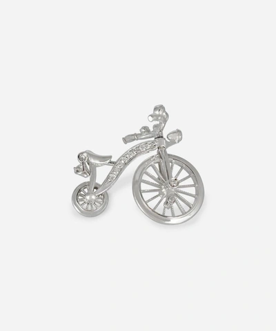 Kojis 14ct White Gold Diamond Bicycle Brooch In Silver