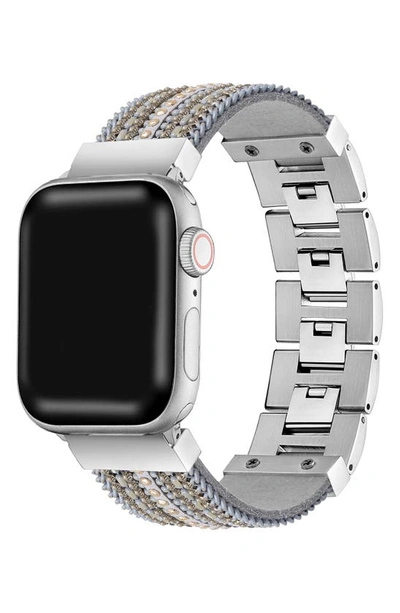 The Posh Tech Beaded Apple Watch® Se & Series 7/6/5/4/3/2/1 Bracelet Watchband In Silver (42mm)