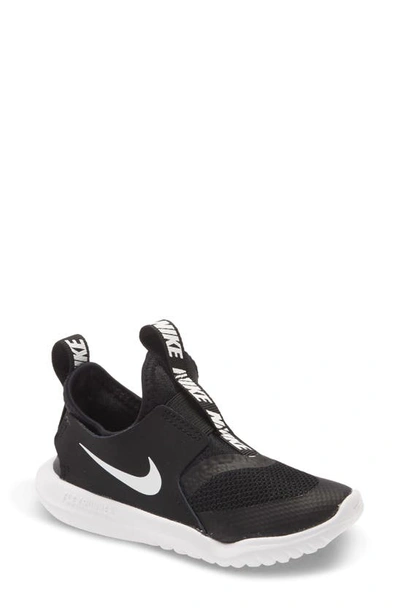 Nike Kids' Flex Runner Slip-on Running Shoe In Black/ White