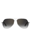 Levi's 60mm Mirrored Aviator Sunglasses In Dark Ruthenium/ Grey