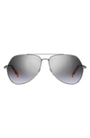 Levi's 60mm Mirrored Aviator Sunglasses In Palladium/ Grey