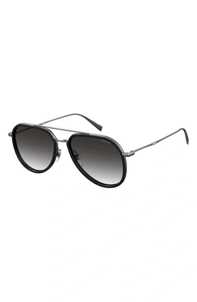 Levi's 56mm Mirrored Aviator Sunglasses In Dark Ruthenium/ Dark Grey