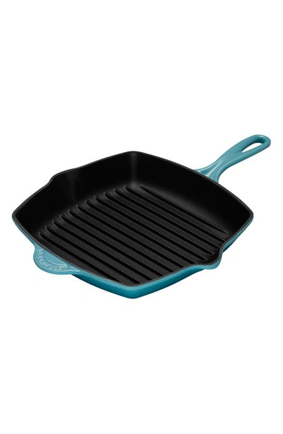 Le Creuset 10 Inch Square Enamel Cast Iron Grill Pan In Caribbean