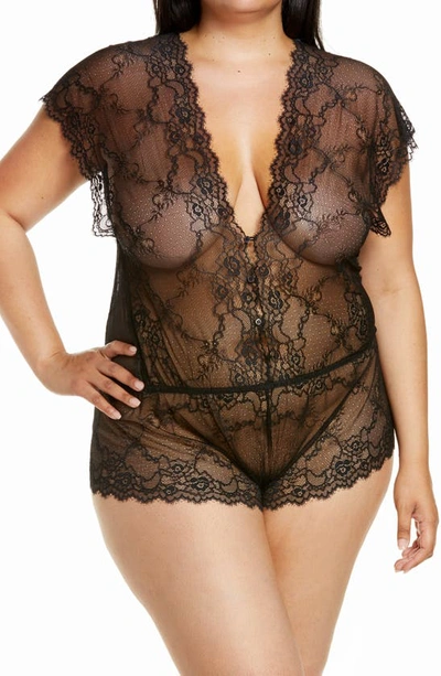 Coquette Lace Romper In Black