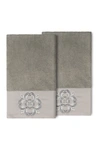 Linum Home Alyssa Embellished Hand Towel In Dark Gray