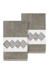 Linum Home Noah Embellished Hand Towel In Dark Grey