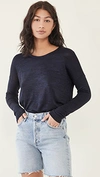 Rag & Bone Hudson Crewneck Long-sleeve Top In Navy/black
