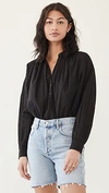 Nili Lotan Miles Gathered Cotton-voile Shirt In Black