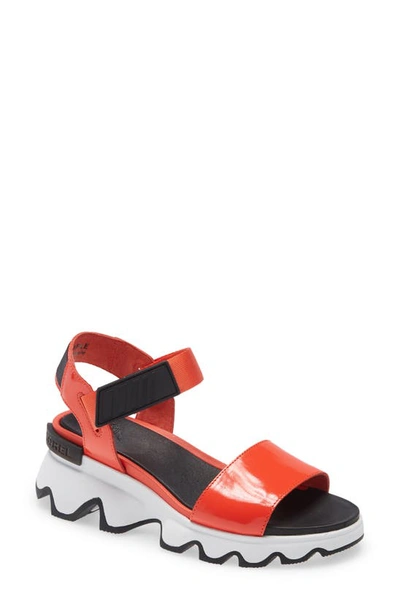 Sorel Women's Kinetic Leather Wedge Sport Sandals In Signal Red