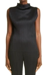 Issey Miyake Plisse Sleeveless Top In Black