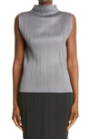 Issey Miyake Pleated Sleeveless Tank Top In Grey