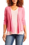 Nic + Zoe 4-way Convertible Three Quarter Sleeve Cardigan In Raspberry