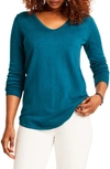 Nic + Zoe Vital V-neck Sweater In Peacock