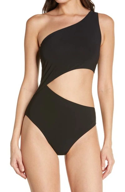 Tory Burch One-shoulder One-piece Swimsuit In Black