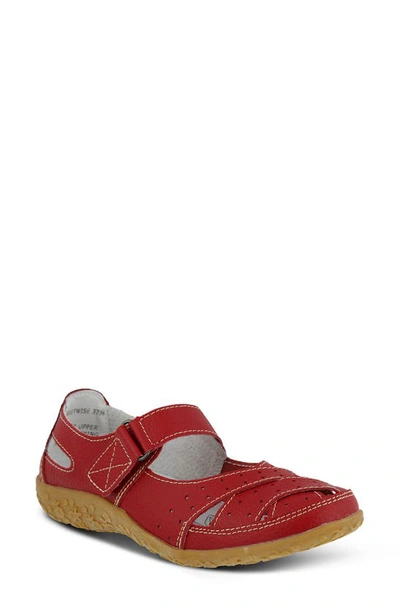Spring Step Streetwise Mary Jane Flat In Red Leather