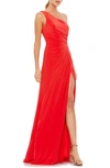 Mac Duggal One-shoulder Jersey A-line Gown In Red