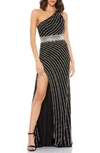 Mac Duggal Rhinestone One-shoulder Column Gown In Black