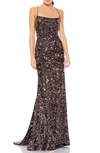 Mac Duggal Strappy Sequin Trumpet Gown In Black Rose
