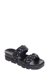 Bernardo Braided Leather Flatform Slide Sandals In Black