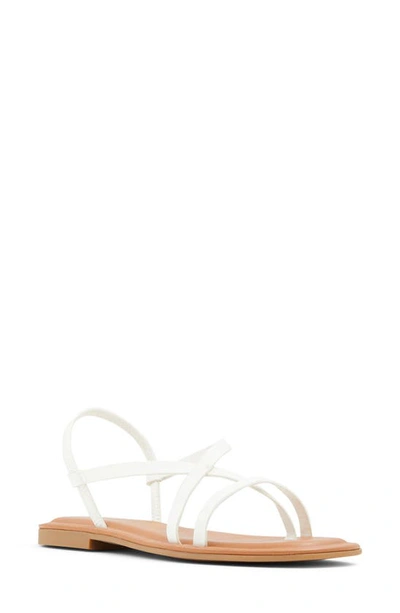 Aldo Broasa Flat Sandal In White Faux Leather