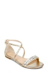 Jewel Badgley Mischka Osome Womens Embellished Man Made Ankle Strap In Light Gold Glitter